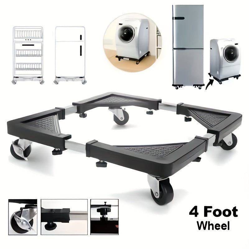 Carro de utilidad ajustable de acero inoxidable y plástico con base de plástico duradera - Organizador de refrigerador y lavadora móvil, carro de almacenamiento rodante de 4 ruedas para cocina, baño, garaje, organización de encimeras, diseño moderno y el