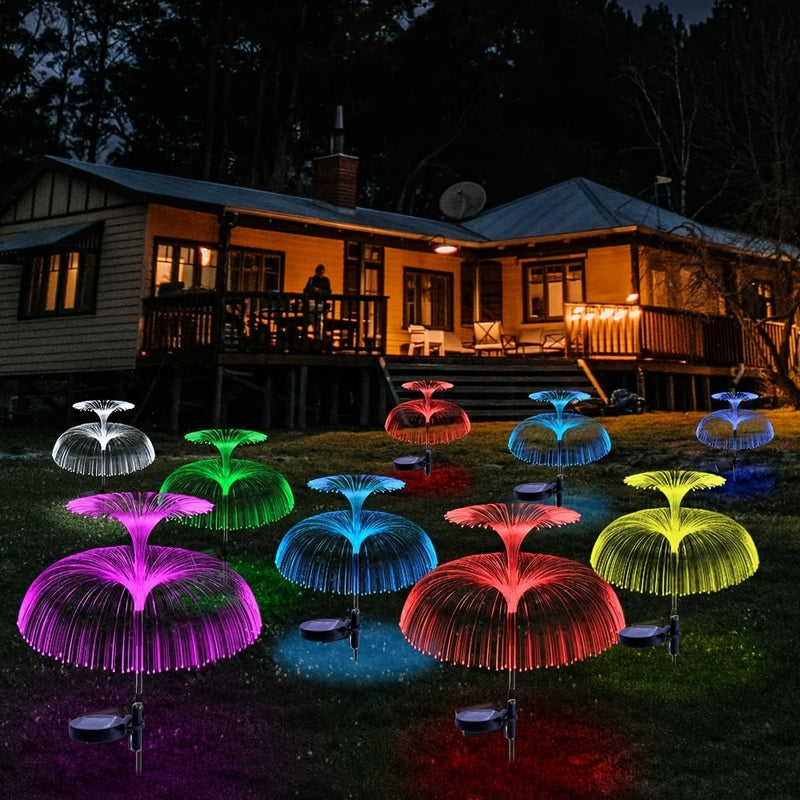 1/2/3/4-Pack Luces Solares de Medusa para Senderos - Luces Solares Automáticas con Ciclo, Decoración Exterior/Interior para Patio, Césped, Pasillo o Piscina - Iluminación Energeticamente Eficiente y Fácil Instalación (Disponibles en 1, 2, 3 o 4 Paquetes)