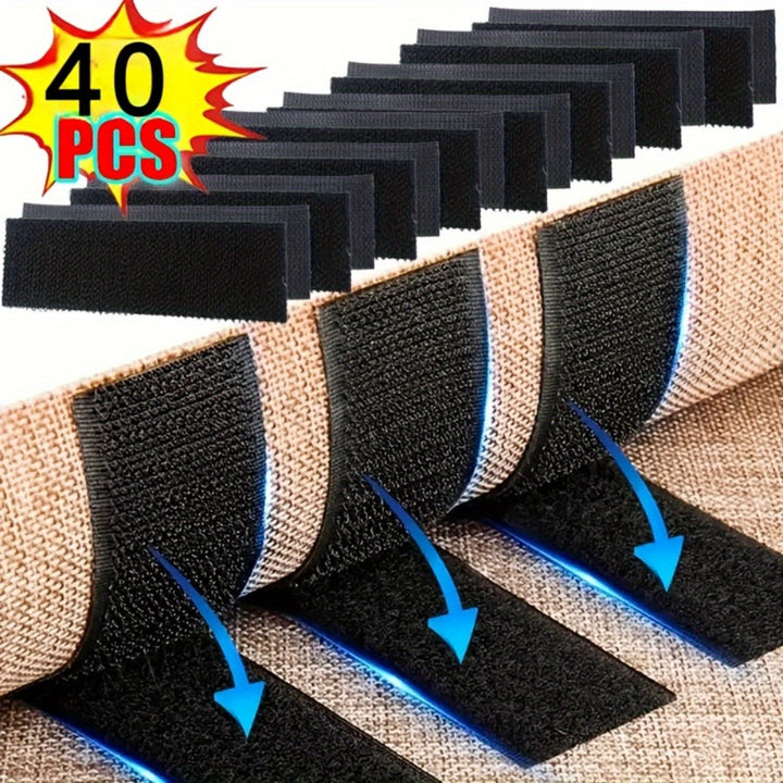20pcs/40pcs/100pcs Alfombra rectangular Adhesivo de doble cara Alta viscosidad Fijadores de alfombras para automóviles para alfombras domésticas Pegatinas antideslizantes, Par
