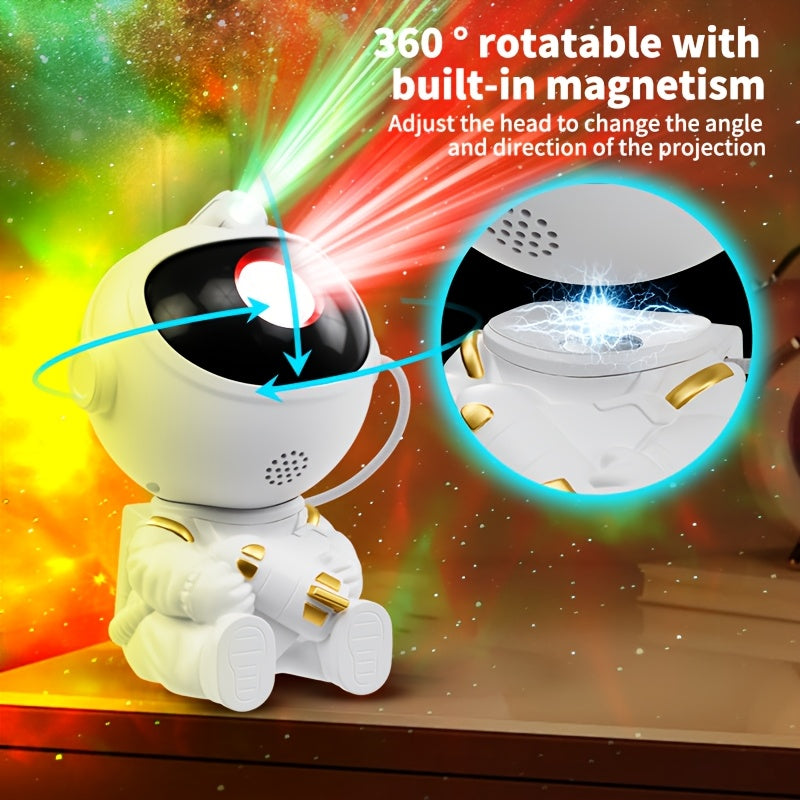 Mini proyector de estrellas para astronautas, nebulosa para la galaxia, luz nocturna LED, decoración de dormitorio con alimentación USB, ángulo de proyección flexible, incluye control remoto, estilo moderno, sombra de plástico, control de botones para re