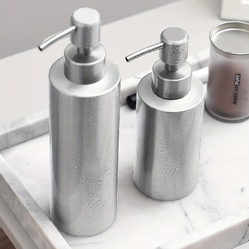Botella de dispensador vacía de acero inoxidable, botella de dispensador recargable con bomba para loción, gel de ducha, champú y acondicionador, accesorios de baño de hotel