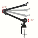 Kit de soporte de micrófono de hierro negro versátil - Sin muelle, brazo ajustable, incluye clips y conector XLR, ideal para grabación, transmisión, podcasting, juegos, etc., accesorio de micrófono