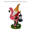 1pc Estatua de jardín de resina de flamenco con energía solar para Navidad con farol, decoración exterior de bajo consumo, control de conmutador, con batería de níquel de 80mAh, para exhibición festiva en interiores