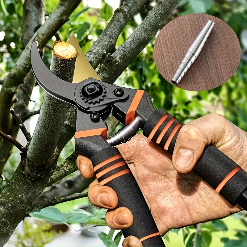 1 juego de tijeras de poda manuales de aleación de titanio | Herramientas de jardín de 22cm con resorte de acero inoxidable 304 - Ultra afiladas, resistentes a la corrosión, agarre antideslizante