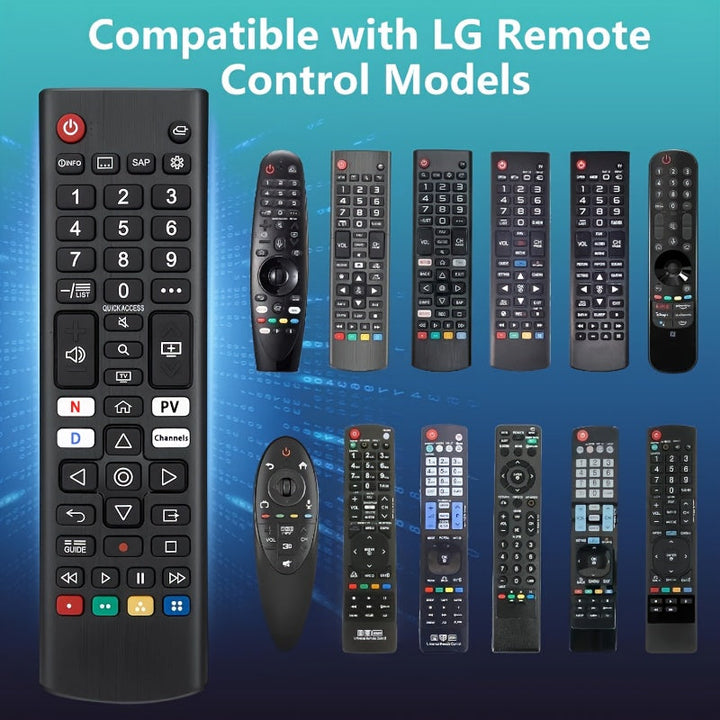 Control remoto universal de reemplazo para televisores inteligentes LG - Compatible con series OLED, UHD, QNED y NanoCell (UP70-UP87, OLED A1-G2, QNED 80-99, Nano 55-99, UQ9000-UQ8000), carga con batería o USB, sin componentes electrónicos, tarjeta madre
