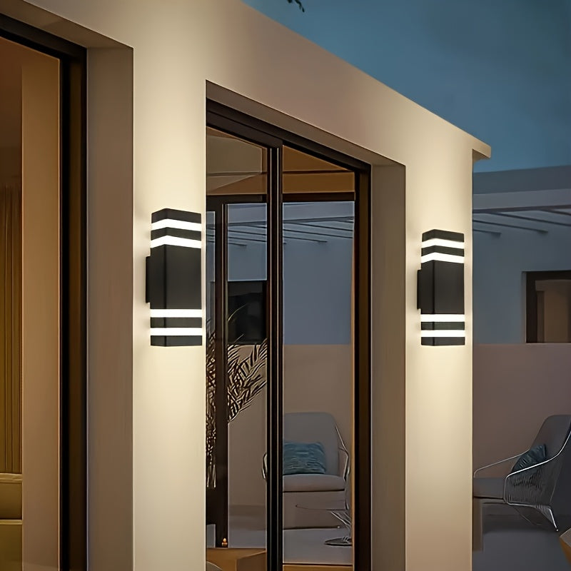 Lámpara de pared moderna para exteriores, 1/2 paquete, doble cabezal plástico, montaje semiempotrado, pantalla de vidrio, base E27, 110-240V, cableado directo, incluye hardware de instalación, sin foco