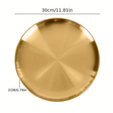 Bandeja de Servir de Acero Inoxidable Dorado Versátil - Perfecta para Pizza, Postres, Bistec y Más - Ideal para Navidad, Halloween, Pascua, Reuniones de Acción de Gracias - Bandeja Redonda Segura para Alimentos para Uso en Casa, Cocina, Restaurante