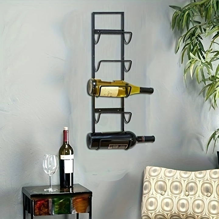 Estante de vino de metal de estilo tradicional - Estantes flotantes para colgar en la pared con acabado lacado, organizador de almacenamiento de 5 niveles para baño, estante de exhibición de botellas de arte de pared moderno decorativo