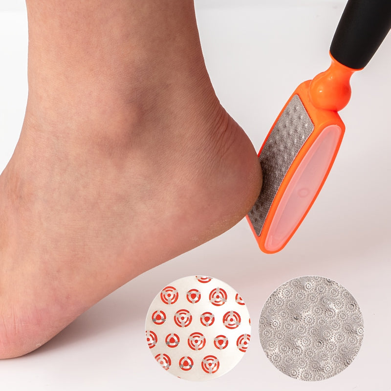 CANVALITE Lima de Pies Manual/Eléctrica de Doble Cara - Acero Inoxidable con Superficie de Pulido Dual, para Hogar y Salón, Herramienta de Pedicura, Diseño Ergonómico y Construcción Duradera