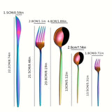 1 Juego De 30 Piezas, Cubiertos Portugués De Acero Inoxidable, Incluye Cuchillo De Carne, Tenedor, Cuchara Y Cucharita De Té, Tenedor De Cena, Cuchara De Cena, Tenedor De Frutas, Cuchara De Postre, Apto Para Lavavajillas, Pulido A Espejo, Para Hogar, Res