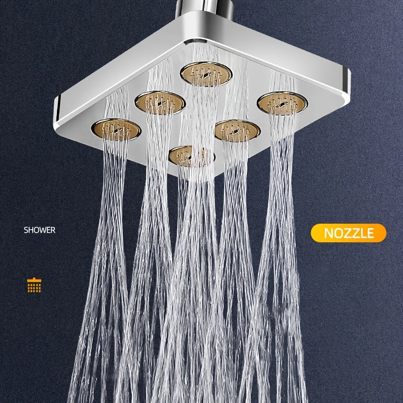1 pieza de Cabezal de Ducha de Alta Presión de 10.92 cm - Acabado Pulido Cuadrado, Montaje en Pared/Techo, Diseño de Boquilla para Mejor Flujo de Agua, Actualización Moderna del Baño, Material ABS, Instalación Fácil