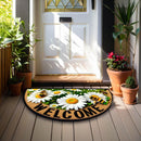 Tapete de bienvenida con diseño de abejas y margaritas - Antideslizante, resistente, semicircular para decoración de granja/patio/lavadero/cocina - Acento elegante para el hogar con diseño floral vibrante, múltiples tamaños disponibles, estilo granja | T