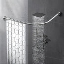 Conjunto de Barra para Cortina de Ducha Ajustable y Curva de 1 pieza, Barra para Cortina de Ducha Retráctil sin Agujeros de Acero Inoxidable, Fuerte y Duradera, Elegante, Fácil Instalación, Adecuada para Decoración de Baño, Suministros para el Hogar, Bar