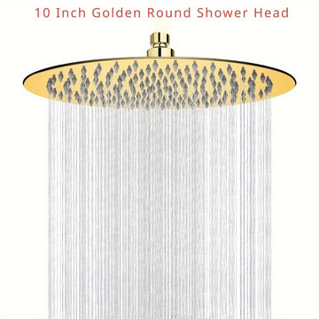 1pc Cabezal de Ducha Redondo Dorado, 25.4 cm Diseño Ultrafino - Cabezal de Ducha que Aumenta la Presión, Cabezal de Ducha Increíble, Cabezal de Ducha de Lluvia de Acero Inoxidable de Alta Presión y Alto Flujo, Accesorios de Baño Magníficos