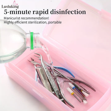 1pc LUSLUKING Esterilizador Portátil para Herramientas de Uñas - Desinfección sin Batería para Instrumentos de Manicura (Cortaúñas, Tijeras, Pinzas), Estuche de Doble Capa y Almacenamiento, Material Hipoalergénico, Uso en Viajes y Salones, Diseño Compact