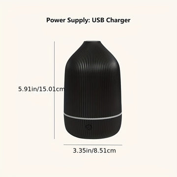 Diseminador de aromaterapia ultrasonico compacto con alimentación USB y función de niebla - Negro, ideal para hogar y oficina, diseminador para hogar, oficina y sala de estar.