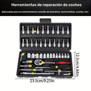 Juego de herramientas de 46 piezas de acero cromo vanadio, kit de llaves multifuncionales templadas, alto torque, portátil para mantenimiento de autos, bicicletas y motocicletas