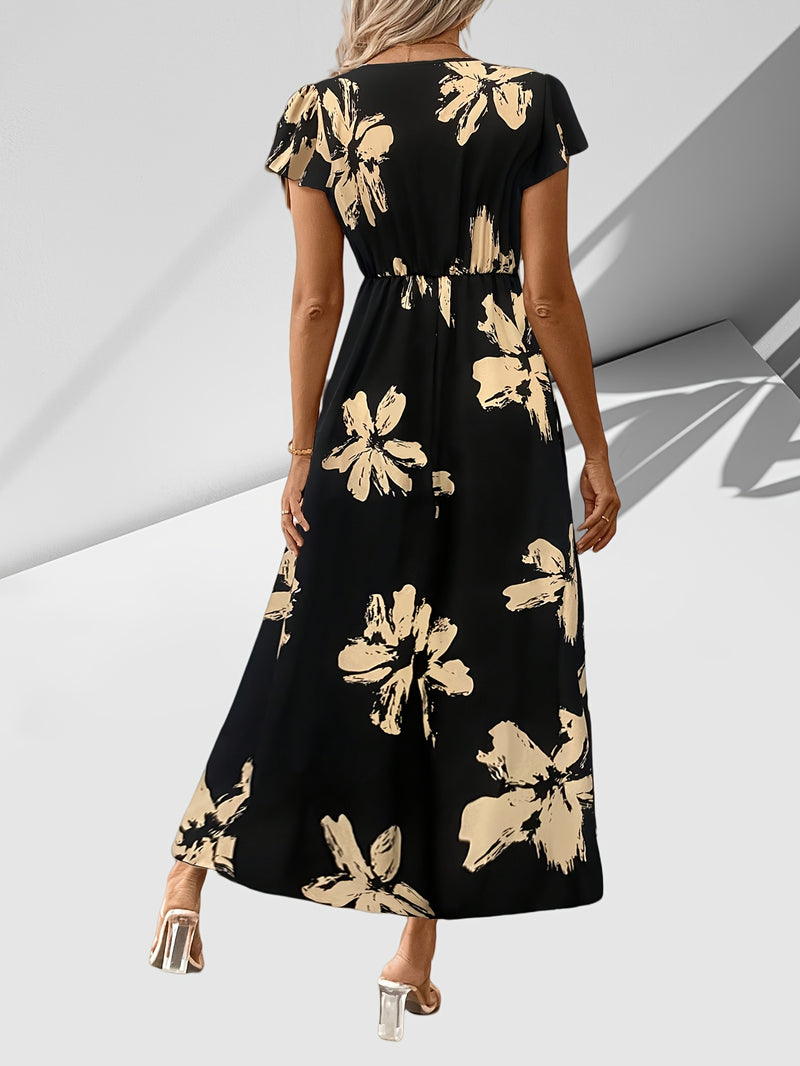 Vestido con escote en V profundo y corte en la cintura
