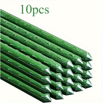 10 piezas de postes de jardín metálicos resistentes de 60 pulgadas - Soportes de plantas de tubería de acero recubierta de plástico para tomates, pepinos, frijoles y árboles - No se necesita electricidad, soportes de postes de plantas duraderos para un c