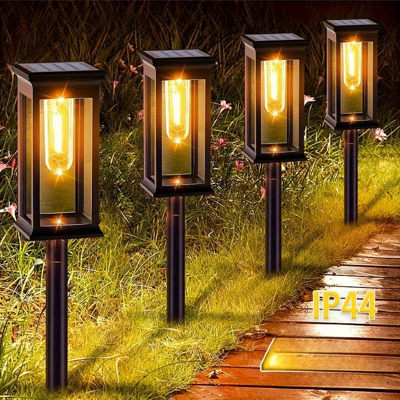 Luces solares IP44 para senderos exteriores - Iluminación de paisaje LED brillante con cubiertas plásticas duraderas, instalación fácil para jardín, patio, garaje y acera, luces decorativas solares exteriores, iluminación de jardín, diseño elegante, cont