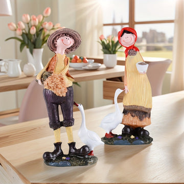 Decoración de Hogar Artesanal en Resina para el Día de San Valentín, Temporada de Graduación y Fiesta del Mes de Junio - Exhibición Creativa de Pareja Campestre