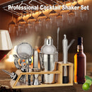 1 Juego De 21 Piezas, Coctelera Con Soporte De Bambú Y Bolsa De Terciopelo, Ideal Para El Hogar, Bar, Mezcla De Bebidas, Kit De Herramientas Profesionales Para Bares En Fiestas