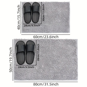 Alfombra de baño de felpa, 1 pieza - Antideslizante, lavable, de poliéster con respaldo de PVC, diseño rectangular para decoración de baño, dormitorio, sala de estar y entrada, alfombra de baño|alfombra decorativa|alfombra lavable a máquina
