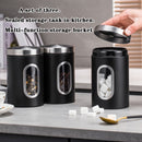 1pc Contenedor Hermético de Acero Inoxidable para Almacenamiento de Alimentos - Reutilizable, Tarro Metálico Redondo con Tapa Abatible para Granos de Café, Té, Azúcar y Más - Perfecto para la Organización de la Cocina
