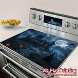 1pc Protector de Estufa para Halloween - Castillo Gótico en el Bosque, Murciélagos y Calabazas Iluminadas - Compatible con Cocinas de Gas/Inducción, Lavadoras y Secadoras - Resistente a Arañazos y Derrames - Decoración Fácil de Limpiar para Fiestas de Ha
