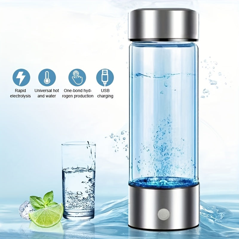 BALASHOV, generador de taza de agua rica en hidrógeno portátil, botella de hidrógeno recargable por USB de 420 ml con filtro e ionizador, diseño compacto para el hogar, la oficina y los viajes - Eficiente en energía y ahorro de espacio, solución de hidra