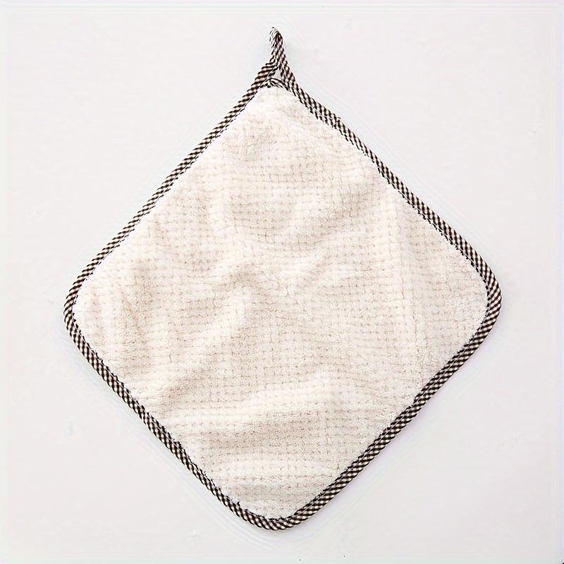 1 Paño de Microfibra para Limpieza, 25 × 25 cm, Ligero y Absorbente, Toalla Especial para Cocina con Diseño en Cuadros de Piña, Coral Velvet