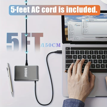 1pc de nuevo cargador rápido USB tipo C Gan de 600 W con carga rápida 3.0 para dispositivos móviles, con 8 puertos y 5C3A PD, fácil de transportar, adecuado para la carga de tabletas.