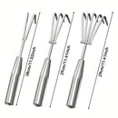 Juego de 3 piezas de pinzas de acero inoxidable reforzado con dientes semiesféricos y mango antideslizante. Incluye rastrillo de playa, herramienta de cuchara para jardinería y suelo duro. Kit de herramientas multiusos duraderas y resistentes a la herrum