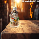 Decoración de chef femenina en cristal plano 2D - Adorno giratorio para mesa con tenedor y cuenco de ingredientes, ideal para decoración de cocina o regalo temático de cocinero | Diseño optimista y detallado, 2D plano