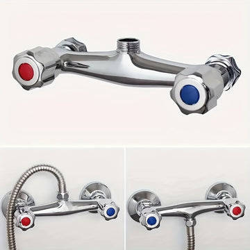 Mezclador de ducha doble contemporáneo, válvula cromada montada en pared, con control de agua fría y caliente, estructura de cobre duradera, instalación fácil, superficie cromada elegante, actualización de baño de alta calidad