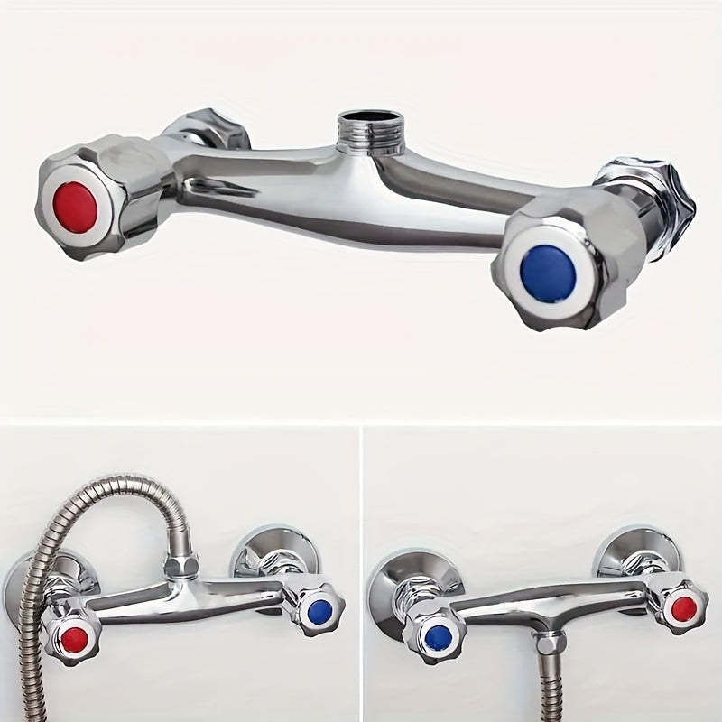 Mezclador de ducha doble contemporáneo, válvula cromada montada en pared, con control de agua fría y caliente, estructura de cobre duradera, instalación fácil, superficie cromada elegante, actualización de baño de alta calidad