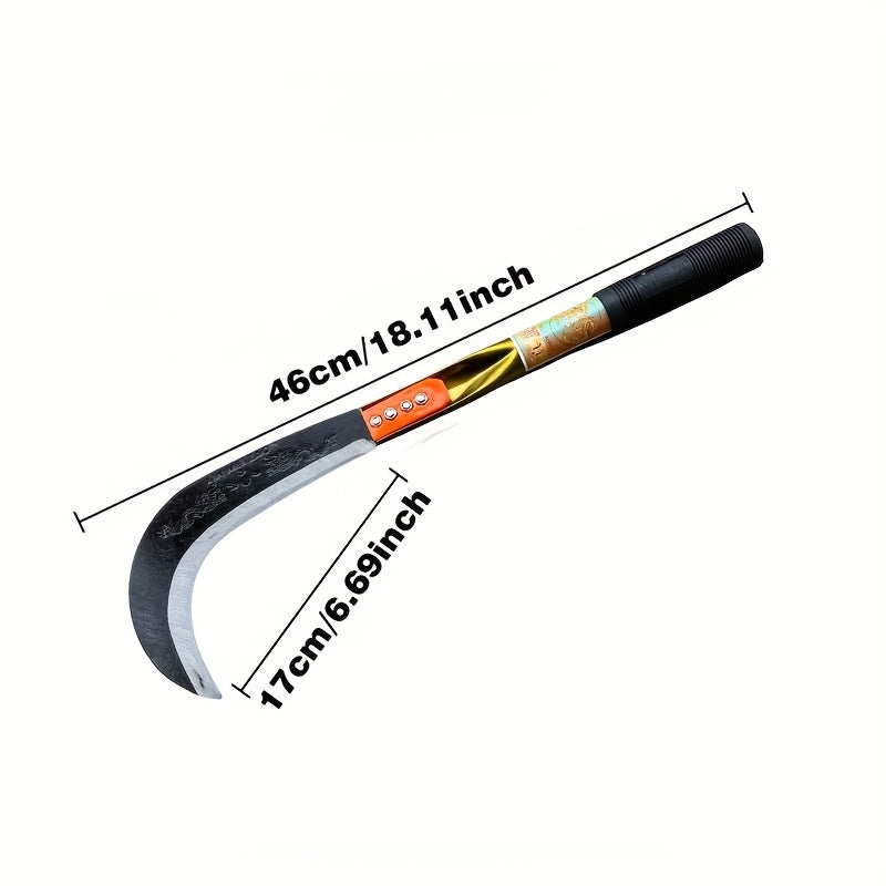 2 en 1 Cuchillo de Acero al Carbono y Guadaña para Cortar Hierba - Herramienta Manual Resistente para Agricultura, Jardinería y Cuidado del Césped - Mangos Ergonómicos, Sin Necesidad de Electricidad
