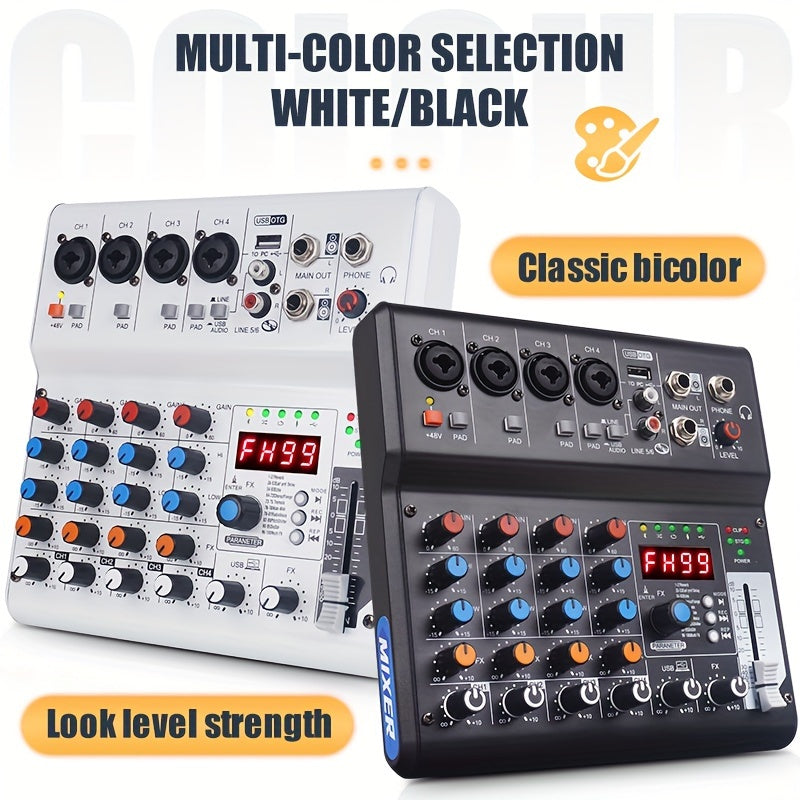 Consola de Mezcla Portátil NXG GX-06, Consola de Mezcla de 6 Canales con Tarjeta de Sonido USB, Controlador de Grabación de Sonido, Interfaz, para Grabación de Juegos en PC y Transmisión de Medios