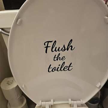 1pc de calcomanía de tapa de inodoro de vinilo - Recordatorio de "Flushing el inodoro, cierre la tapa", señal de baño autoadhesiva reutilizable con características de ornamentación para superficies de plástico