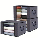 Juego de 3 Cajas de Almacenamiento Plegables de Gran Capacidad con Tapa Abatible y Asas, Contenedores Colapsibles Duraderos de Tela No Tejida para Armario, Dormitorio, Residencia Universitaria, Camping, Viaje - Recipientes Ahorradores de Espacio, Organiz