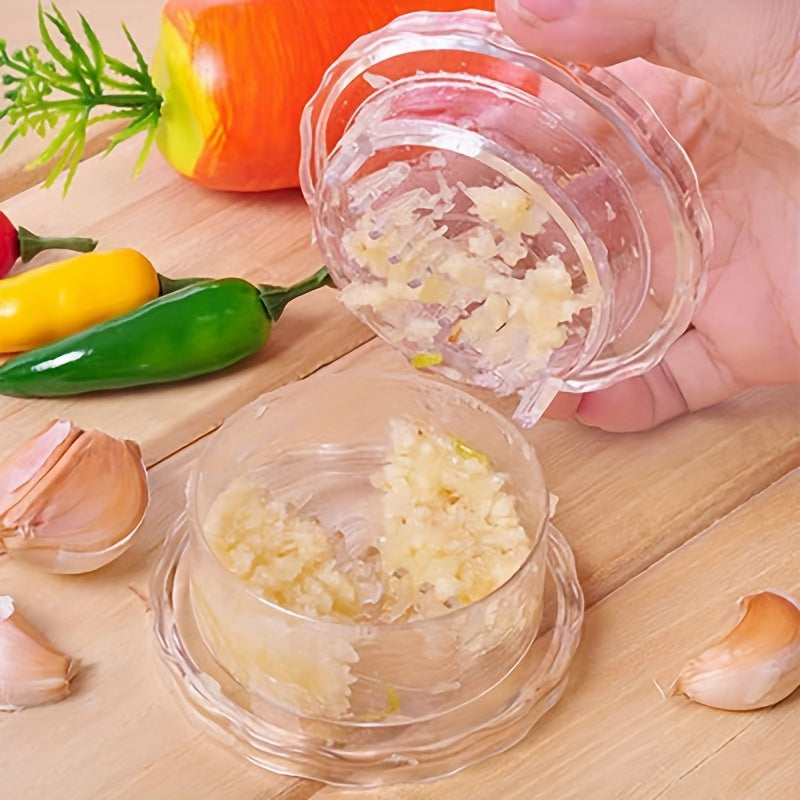 Prensa manual de ajo, picadora de ajo multifuncional, gadget de cocina giratorio, plástico, sin carga.