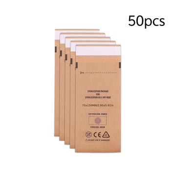 Bolsas de esterilización para el cuidado de las uñas de 50 piezas - Auto-sellables, esterilizadas a alta temperatura EO y vapor, inodoras, seguras y no tóxicas, diseño portátil y de ahorro de espacio para herramientas y accesorios de manicura y pedicura