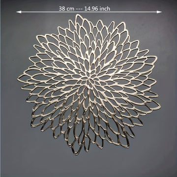 1 Juego De 4/6 Piezas, Manteles Individuales Huecos Metálicos De Vinilo Prensado Para Mesa De Comedor, Centro De Mesa De Boda, Manteles Individuales Decorativos Redondos, Protección De Mesa, Decoración De Mesa De Comedor De Cocina Para El Hogar