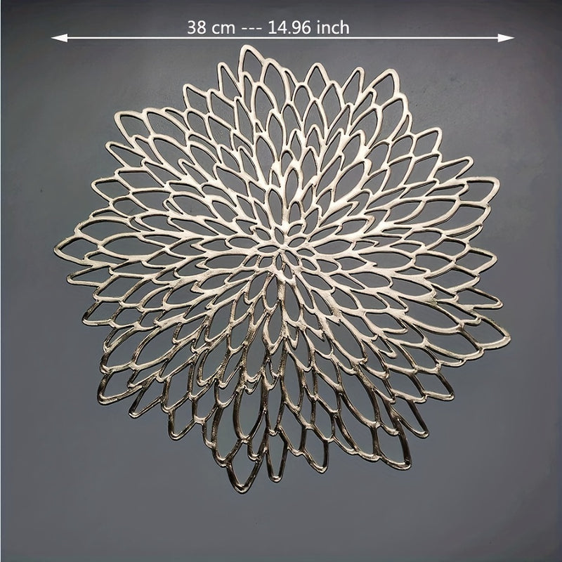 1 Juego De 4/6 Piezas, Manteles Individuales Huecos Metálicos De Vinilo Prensado Para Mesa De Comedor, Centro De Mesa De Boda, Manteles Individuales Decorativos Redondos, Protección De Mesa, Decoración De Mesa De Comedor De Cocina Para El Hogar