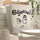 1pc Diversión Cartoon Anime PVC Decal de Tapa de Inodoro - "Bájame" Cita en Español, Acabado Brillante, Adhesivo Reutilizable de Plástico para Decoración de Tanque de Baño
