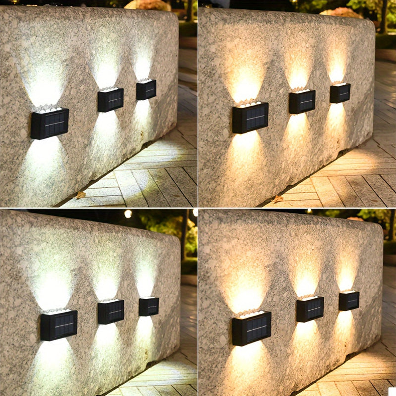 2 paquetes de luces solares para exterior mejoradas, luces solares para jardín con sensor de movimiento y diseño LED para cercas, panel solar de carga rápida y alta eficiencia, decoración duradera para jardín, patio, pasillos y entrada