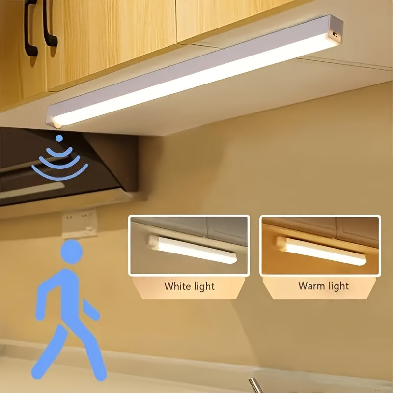 Luces LED con Sensor de Movimiento para Interiores, Luz Nocturna Inalámbrica USB para Armarios, Blanco y Cálido Ajustable 2 Modos, Tamaños 10cm/20cm/30cm - Lámpara Recargable Tipo-C, Instalación Magnética sin Taladrar, Ideal para Escaleras, Armario, Pasi