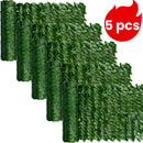5 unidades, longitud total 500 cm × 50 cm, pantalla de privacidad para exteriores con ivy artificial, resistente a UV, fondo verde con ivy artificial, panél de hiedge, adecuado para bodas, terrazas, balcones, jardines, patios traseros, restaurantes, hote