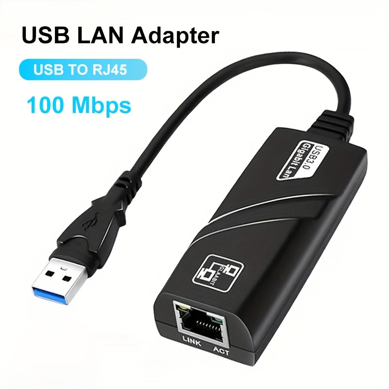 Adaptador de Red con Cable Ethernet LAN USB a RJ45 de 100 Mbps para Tarjeta de Red USB en PC Windows