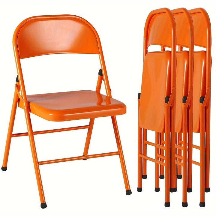 4 sillas plegables de acero, sillas plegables con respaldo de metal, portátiles para el hogar, oficina, dormitorio o exteriores, ideales para interior y exterior